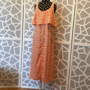 Ann Taylor Factory; Midi Tank Dress; Orange and White floral print; size 12